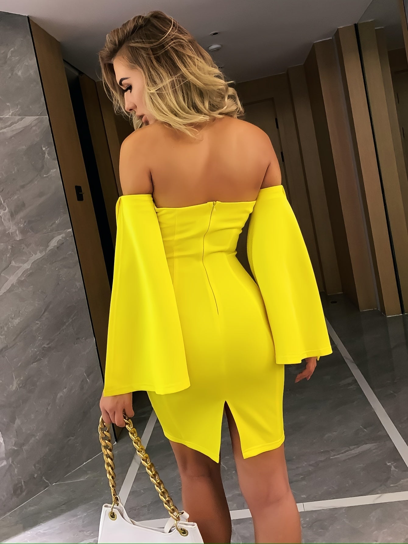 LLstyle Elegant Split Sleeve Bodycon Above Knee Dress