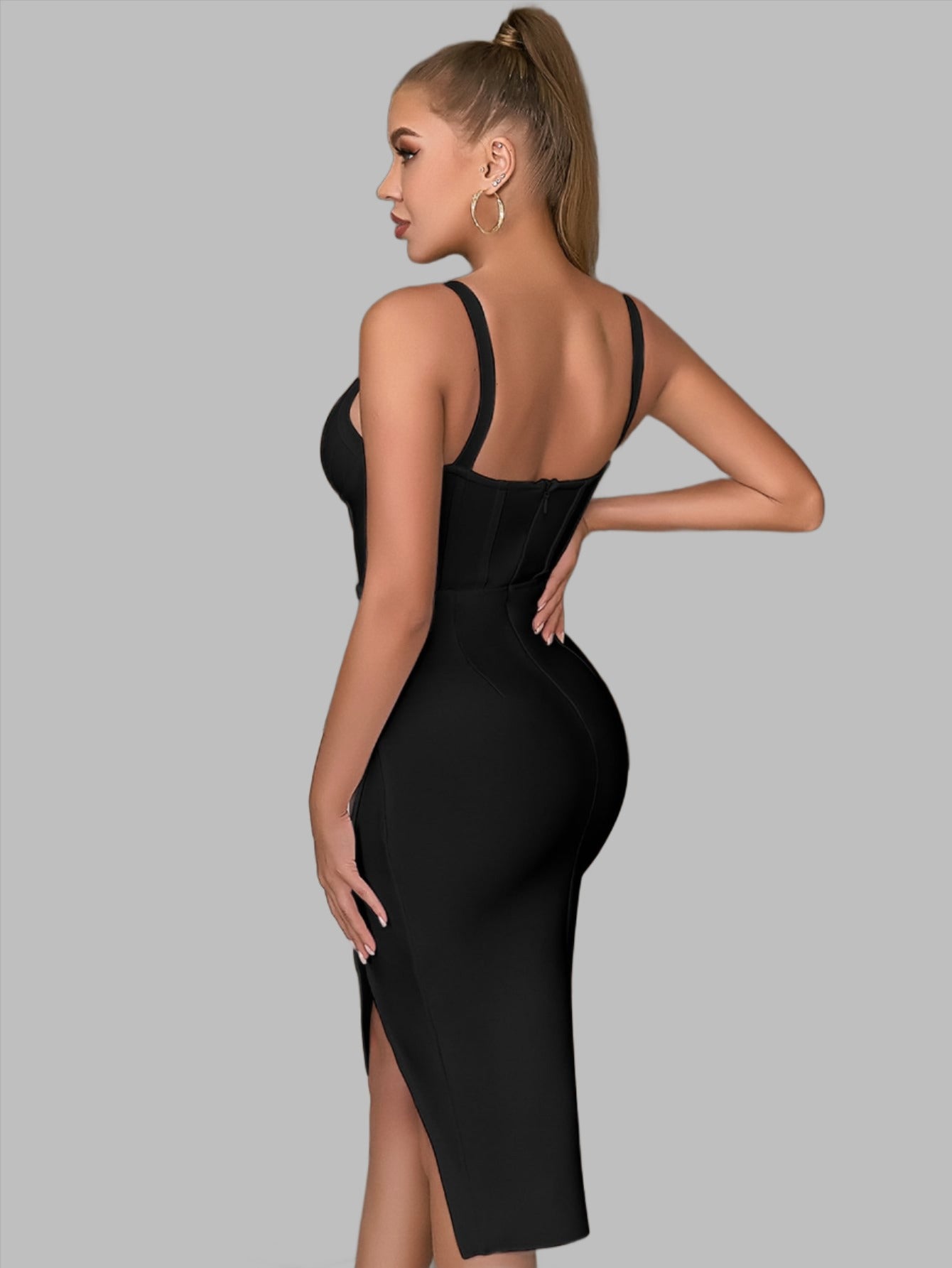 LLstyle V-neck Split Thigh Backless Dress