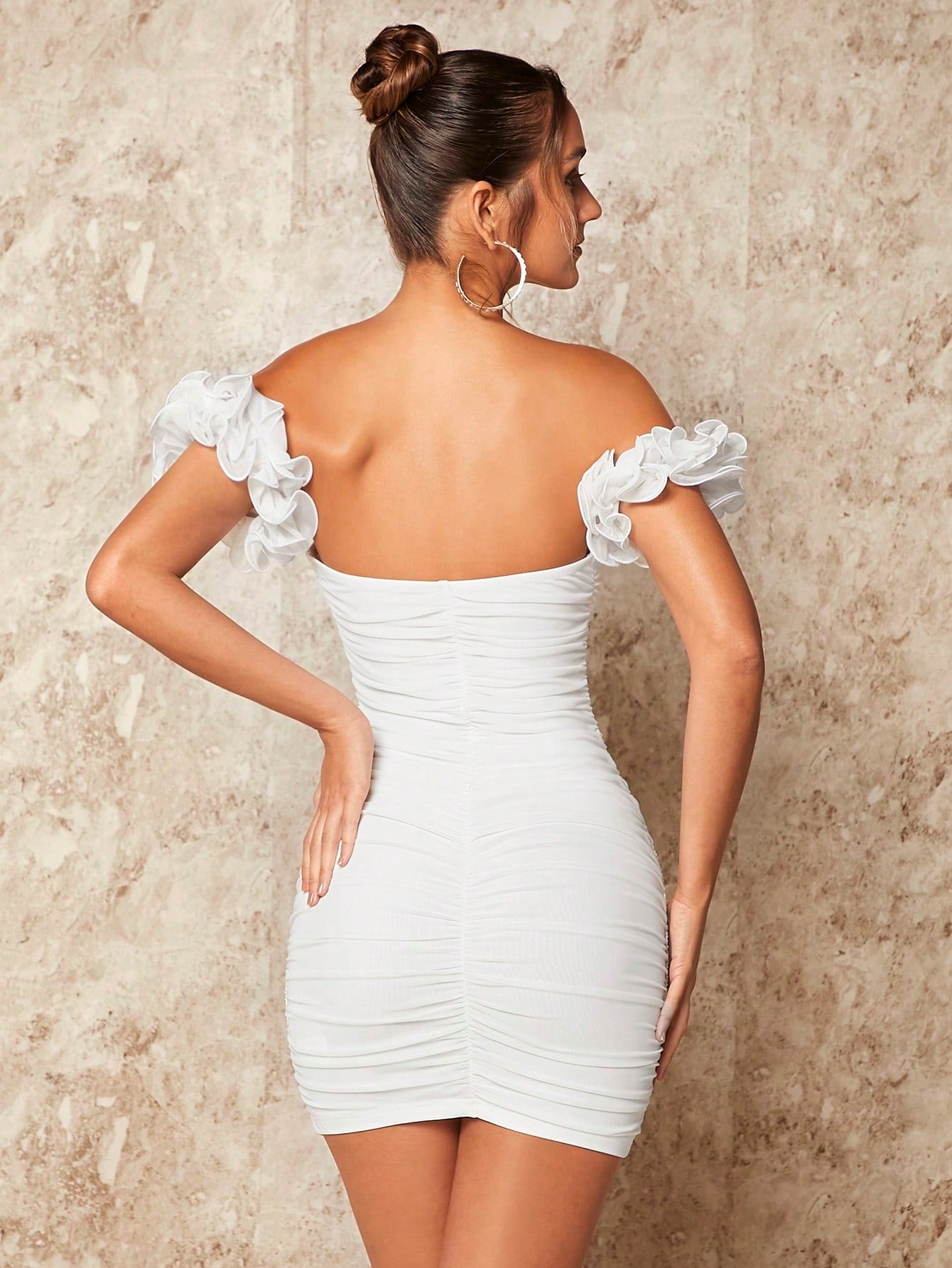 LLstyle Off Shoulder Ruched Bodycon Dress