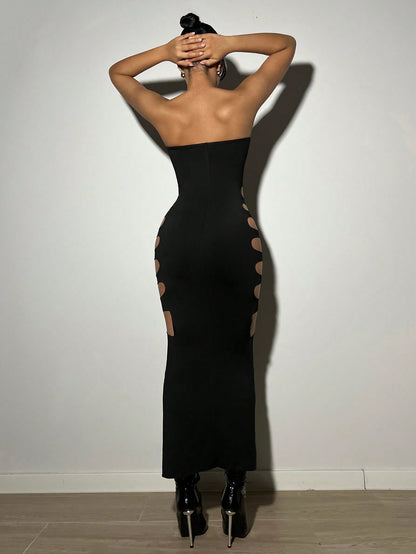 LLstyle Cut Out Split Thigh Tube Bodycon Dress