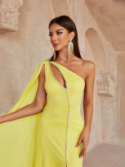 LLstyle Cutout One Shoulder Draped Dress