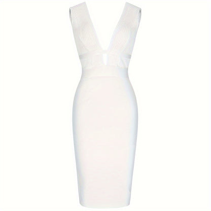 LLstyle Plunging Backless Solid Dress