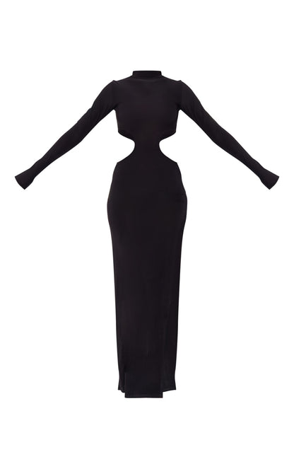 LLstyle Tall Black Cut Out Detail Slinky Maxi Dress