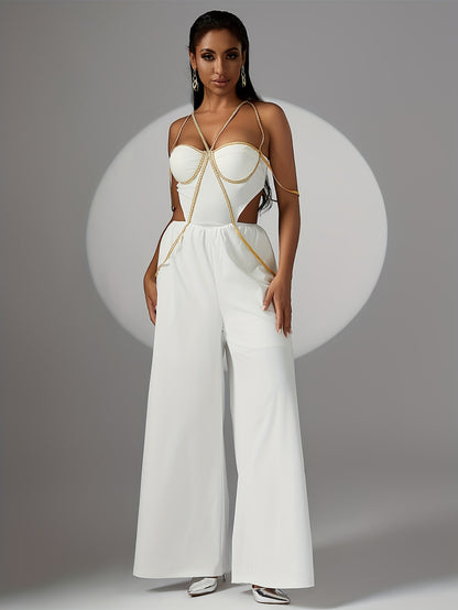 LLstyle Contrast Trim Spaghetti Strap Jumpsuit