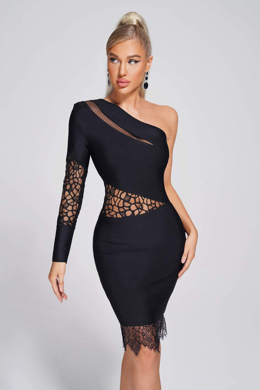 Women One Shoulder Bodycon Mini Dress